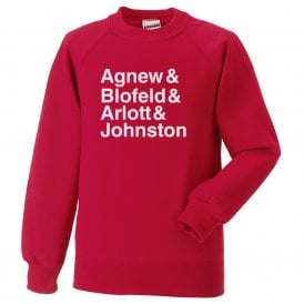 Agnew & Blofeld & Arnott & Johnston (Cricket Commentators) Kids Sweatshirt