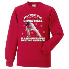 All I Want For Christmas Is A Double Figure Batting Average Kids Christmas Jumper
