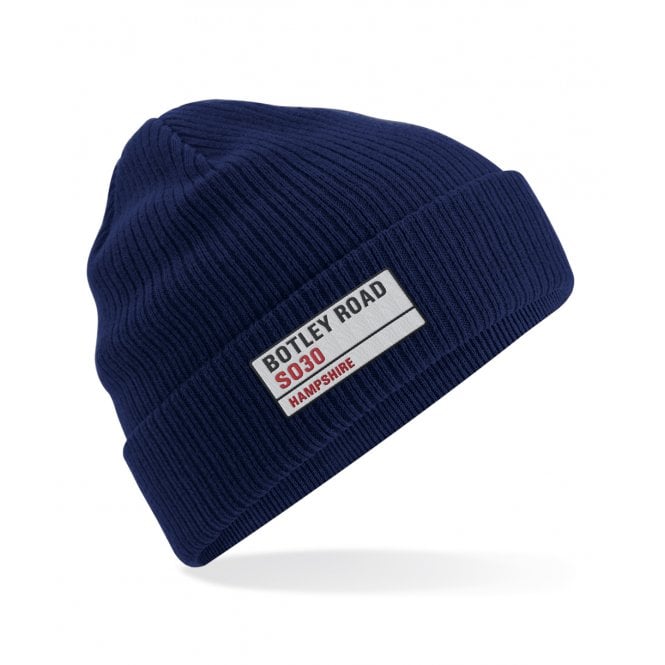 Botley Road SO30 (Hampshire) Embroidered Organic Cotton Beanie