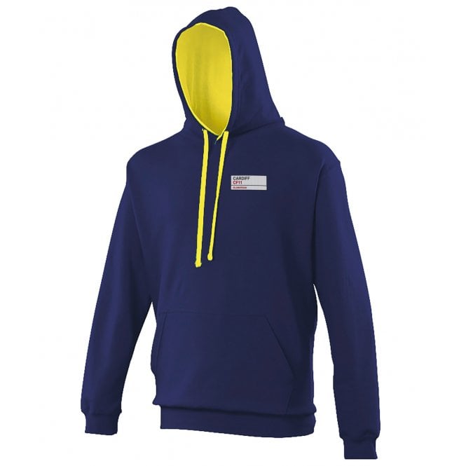 Cardiff CF11 (Glamorgan) Embroidered Left Breast Logo Varsity Hooded Sweatshirt