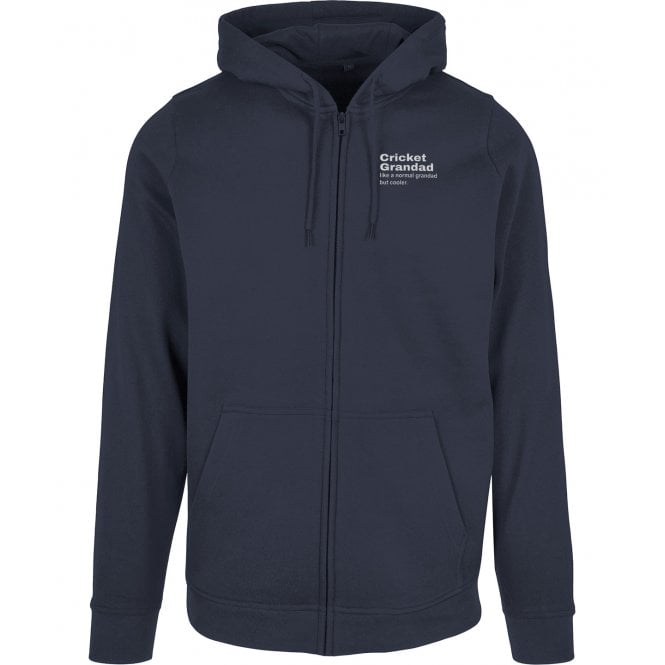 Cricket Grandad Dictionary Definition Embroidered Left Breast Logo Zip Hooded Sweatshirt