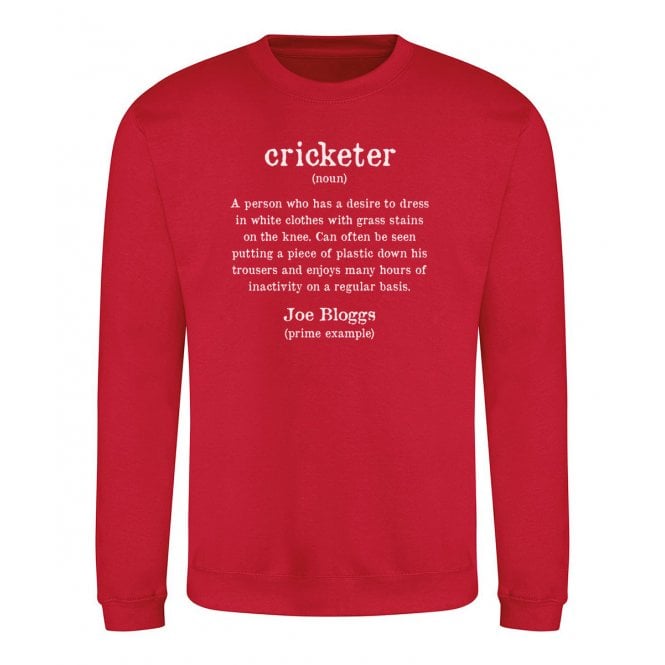 Cricketer Dictionary Definition (Personalised Version) Sweatshirt
