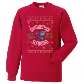 Cricketers Don't Need Snow To Go Sledging Kids Christmas Jumper
