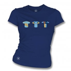 Derbyshire Retro Cricket Kits (True Colours Collab) Organic Womens Slim Fit T-Shirt