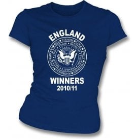 England Ashes Winners 2010/11 (Ramones Style) Navy Ladies Slimfit t-shirt