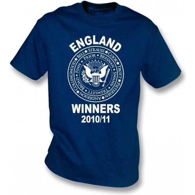 England Ashes Winners 2010/11 (Ramones Style) Navy T-Shirt