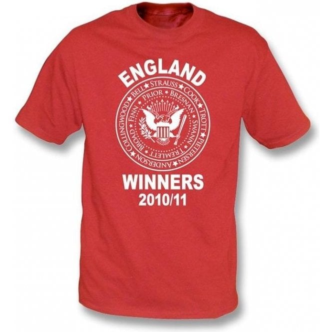 England Ashes Winners 2010/11 (Ramones Style) Red T-Shirt