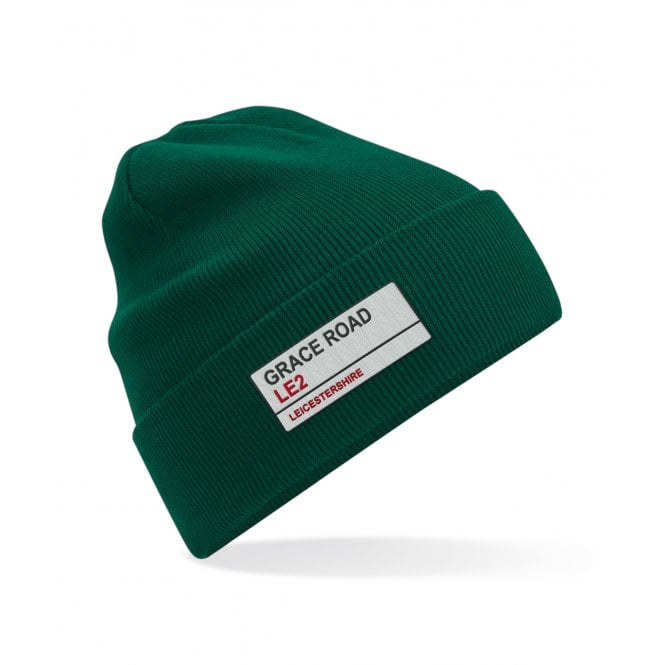 Grace Road LE2 (Leicestershire) Embroidered Organic Cotton Beanie