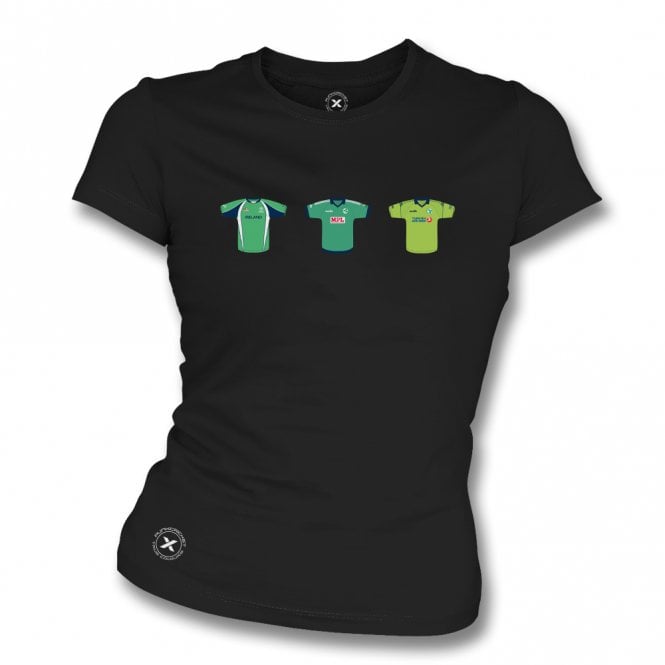 Ireland Retro Cricket Kits (True Colours Collab) Organic Womens Slim Fit T-Shirt