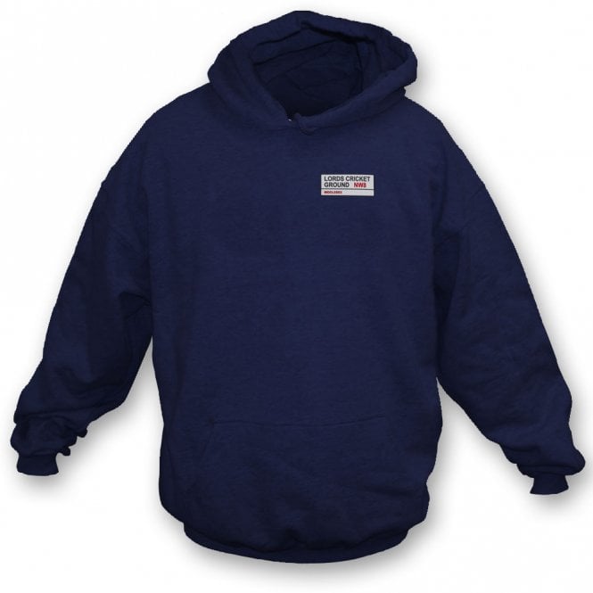 Lords Cricket Ground NW8 (Middlesex) Embroidered Left Breast Logo Hooded Sweatshirt