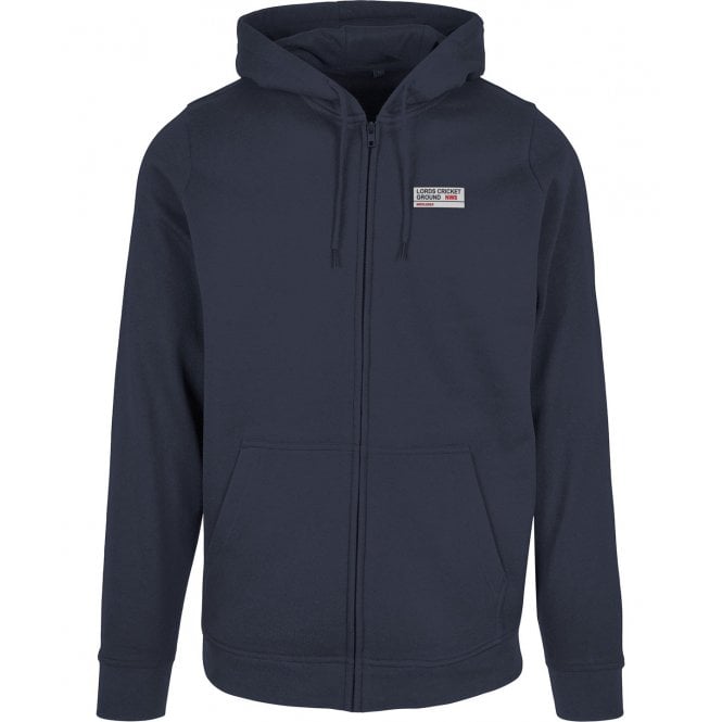 Lords Cricket Ground NW8 (Middlesex) Embroidered Left Breast Logo Zip Hooded Sweatshirt
