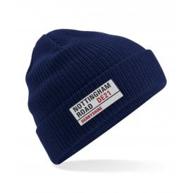 Nottingham Road DE21 (Derbyshire) Embroidered Organic Cotton Beanie