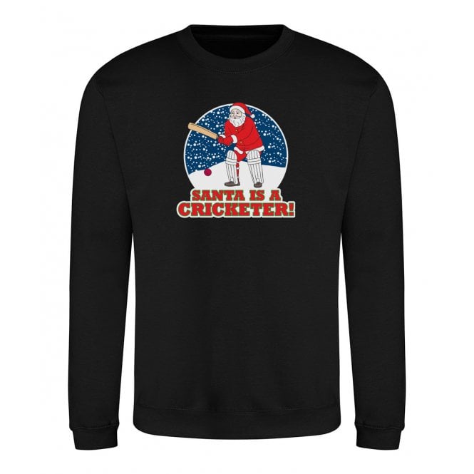 Santa Is A Cricketer Kids Christmas Jumper