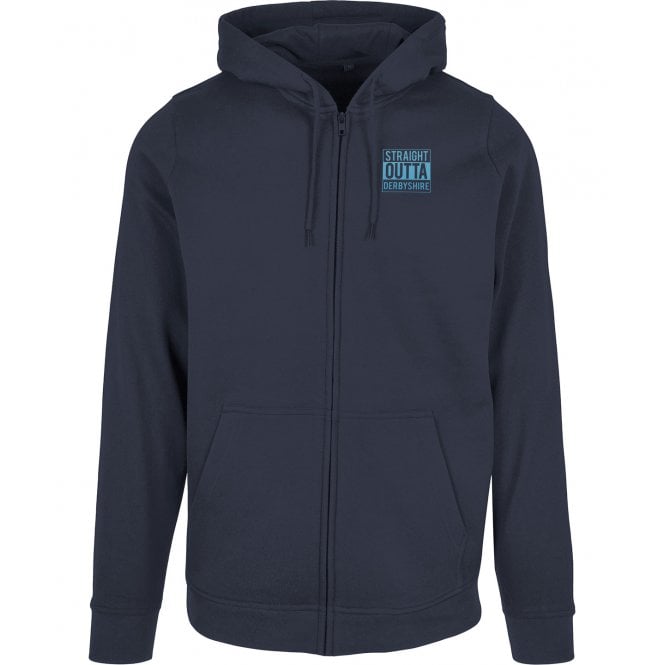 Straight Outta Derbyshire Embroidered Left Breast Logo Zip Hooded Sweatshirt