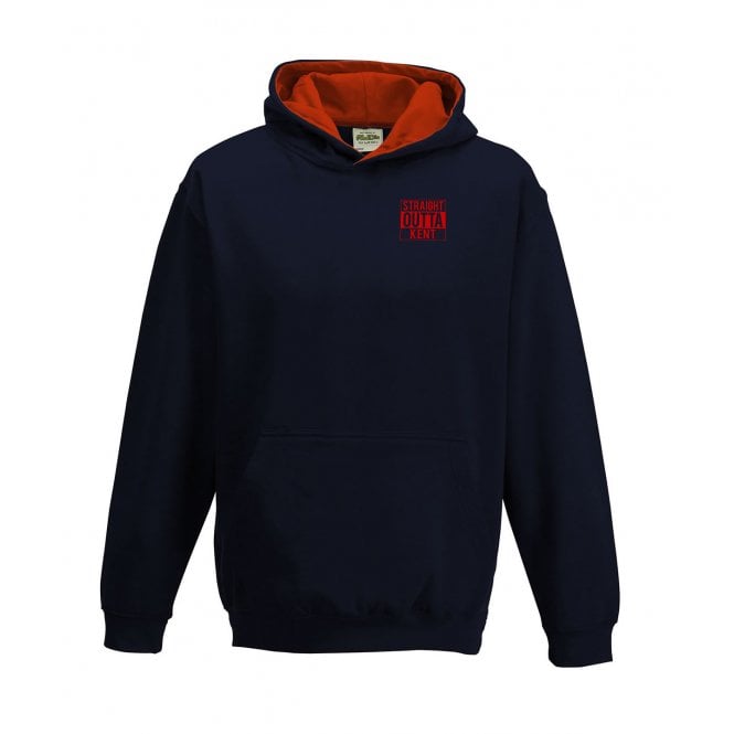 Straight Outta Kent Embroidered Left Breast Logo Kids Varsity Hooded Sweatshirt