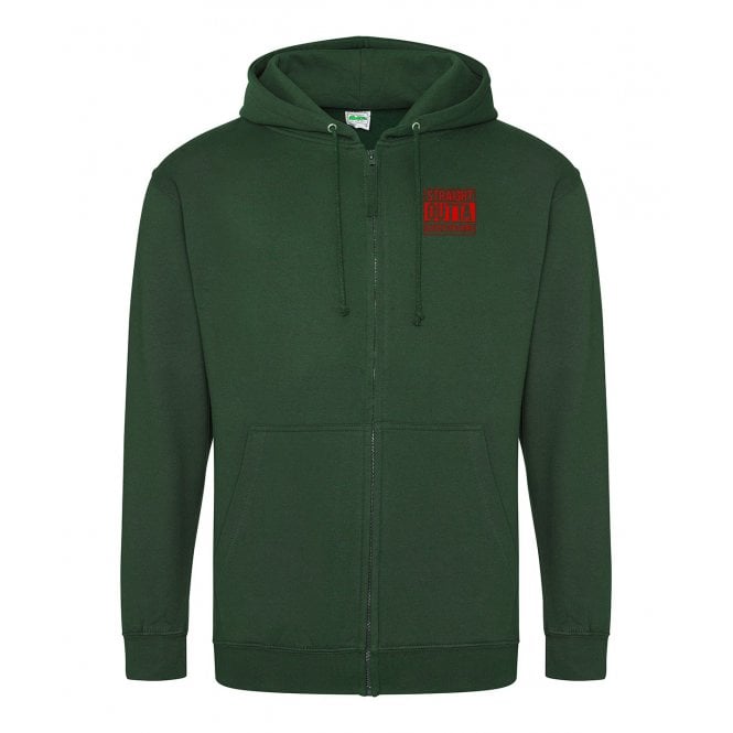 Straight Outta Leicestershire Embroidered Left Breast Logo Zip Hooded Sweatshirt