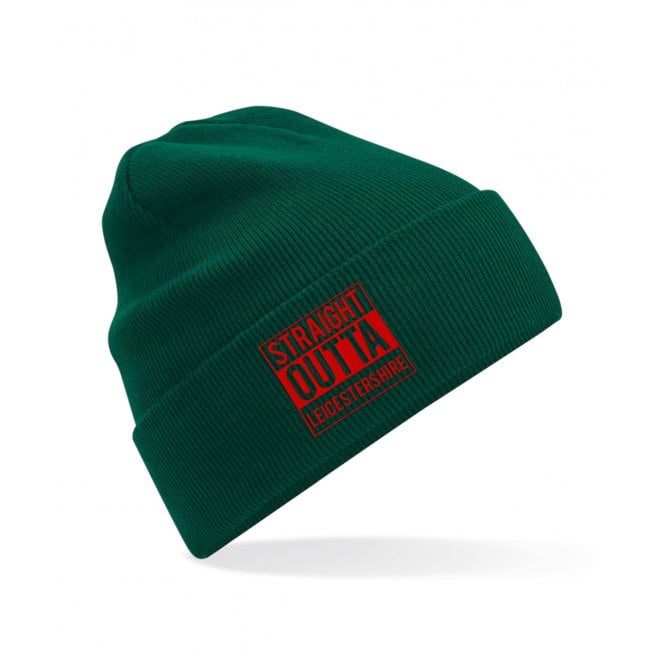 Straight Outta Leicestershire Embroidered Organic Cotton Beanie
