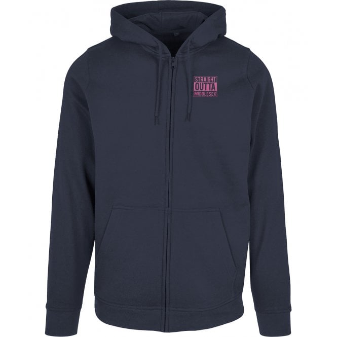 Straight Outta Middlesex Embroidered Left Breast Logo Zip Hooded Sweatshirt