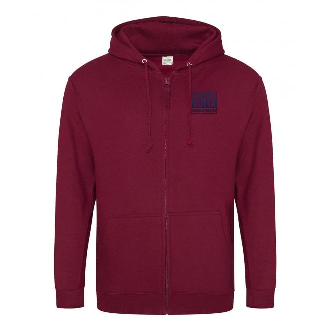 Straight Outta Northamptonshire Embroidered Left Breast Logo Zip Hooded Sweatshirt