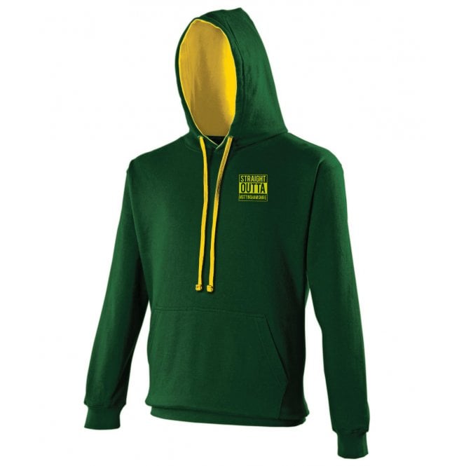 Straight Outta Nottinghamshire Embroidered Left Breast Logo Varsity Hooded Sweatshirt