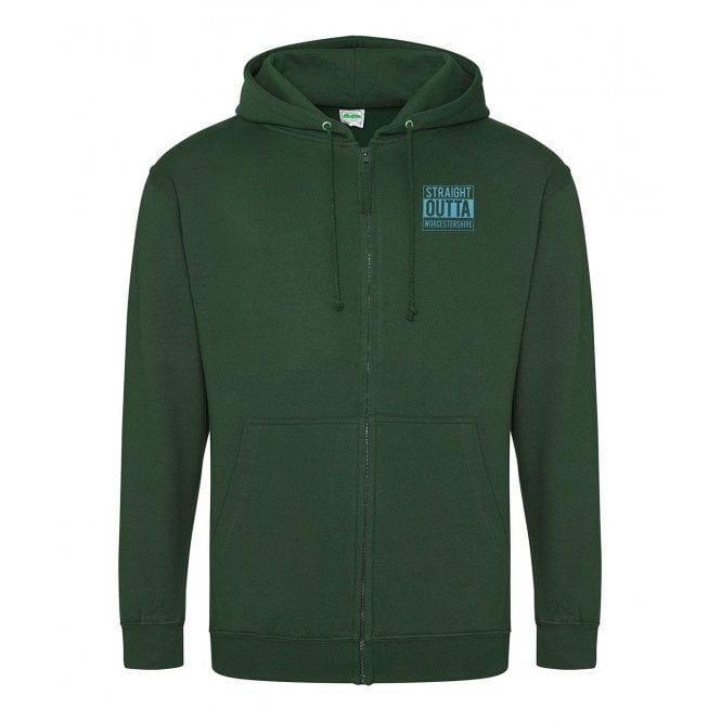 Straight Outta Worcestershire Embroidered Left Breast Logo Zip Hooded Sweatshirt