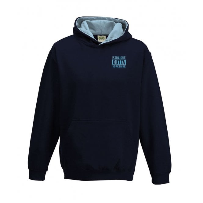 Straight Outta Yorkshire Embroidered Left Breast Logo Kids Varsity Hooded Sweatshirt