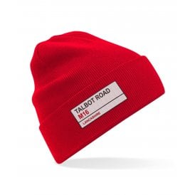 Talbot Road M16 (Lancashire) Embroidered Organic Cotton Beanie