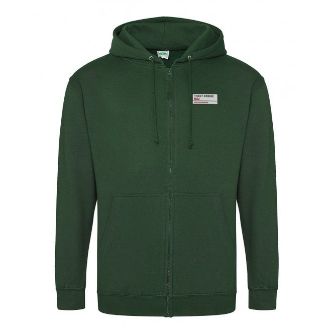 Trent Bridge NG2 (Nottinghamshire) Embroidered Left Breast Logo Zip Hooded Sweatshirt