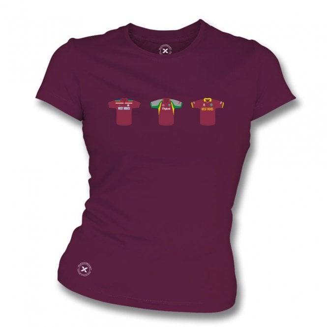 West Indies Retro Cricket Kits (True Colours Collab) Organic Womens Slim Fit T-Shirt